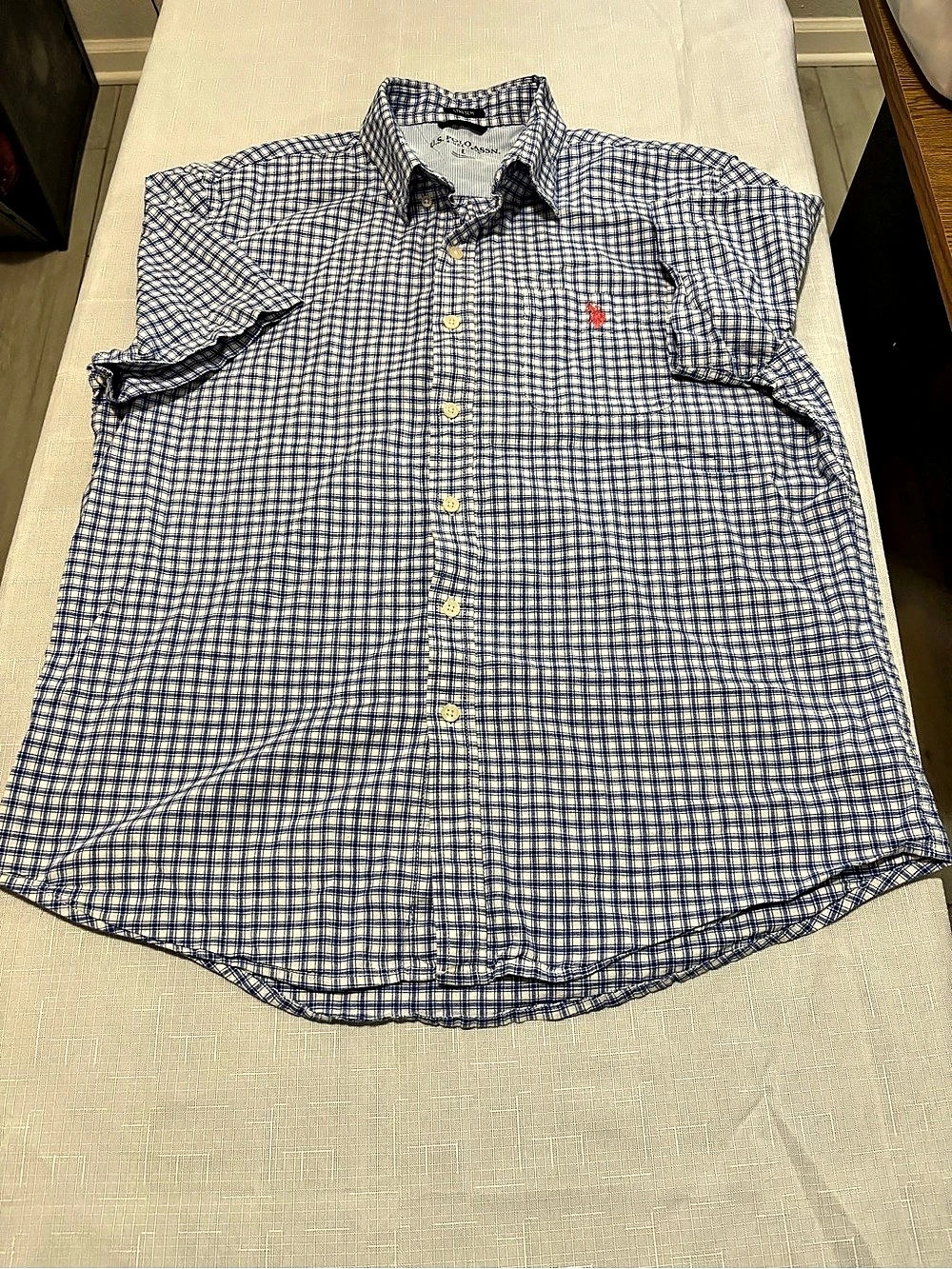 Polo Ralph Lauren Gingham Short Sleeve Shirt Blue & White XL